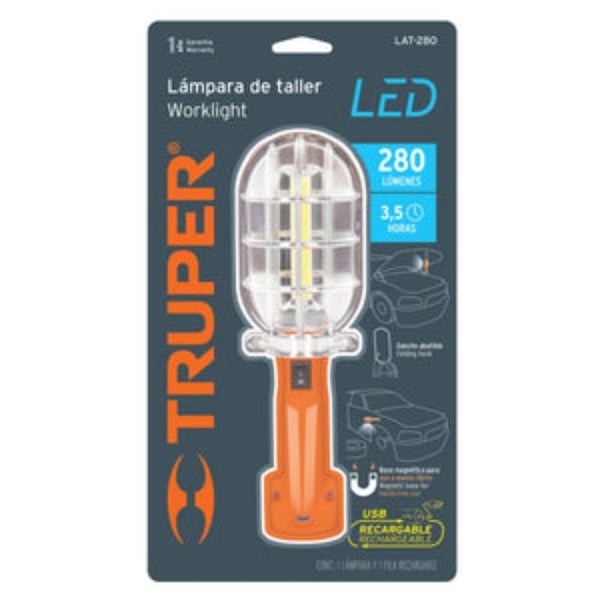 Worklight Rechargeable with USB 280 Lumens Truper Carousel 2