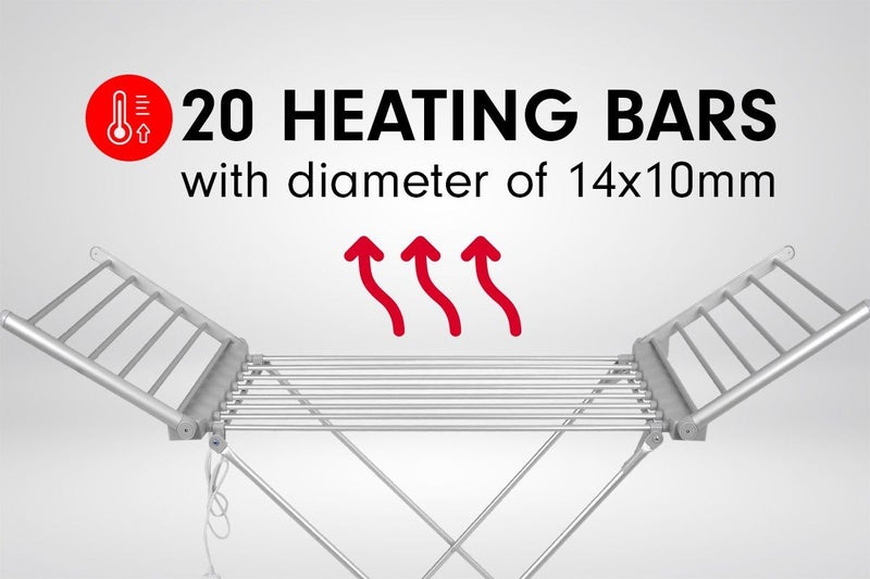 Electric Heated Towel Clothes Rack Dryer Warmer Airer Rail Free Standing Ladderr Carousel 2