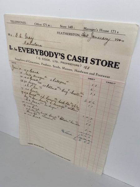 OLD INVOICE: Everybody's Cash Store, Featherson - Grocers, Produce, Seeds 1940 Carousel 2