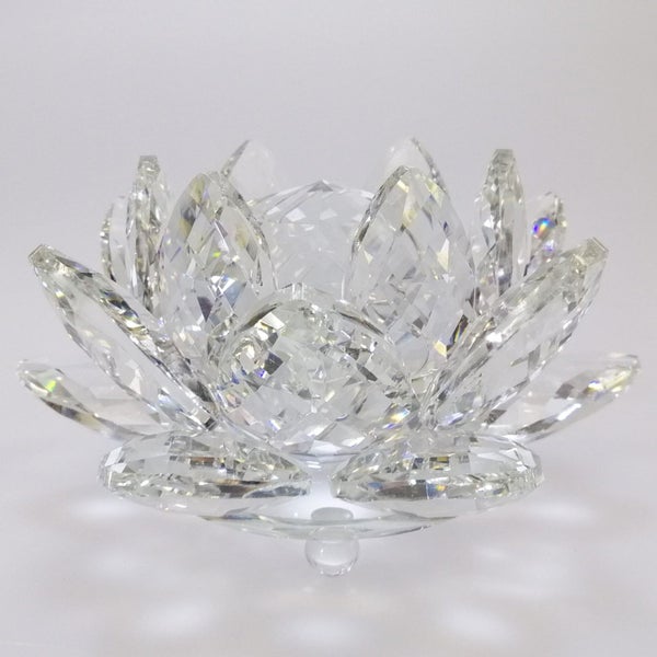 Clear Cut Glass Lotus with Glass Orb - Medium62993530740609115