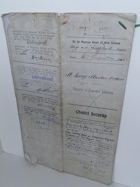 ANTIQUE DOCUMENT: Chattel Security Deed - Dalgety & Company, Dunedin 1920 Carousel 2