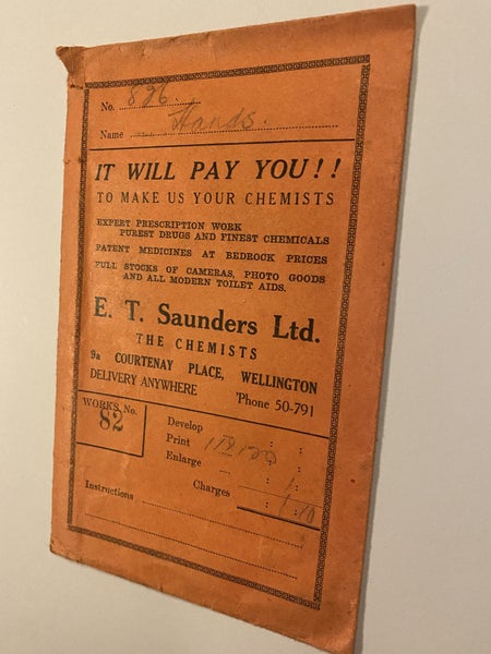 OLD PHOTO WALLET: from E.T. Saunders Ltd - The Chemists, Wellington 1960s Carousel 2