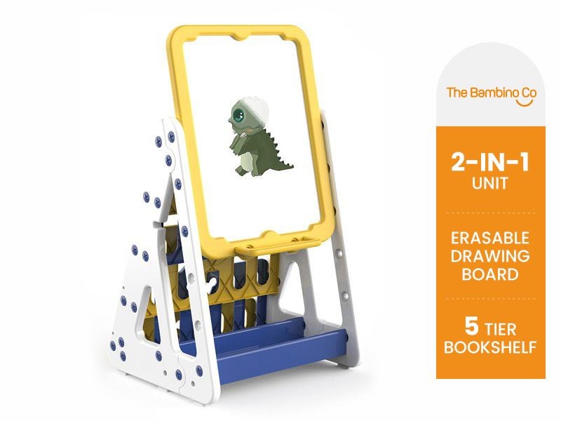 Kids Bookshelf Bookcase 5 Tier with Drawing Board Carousel 1