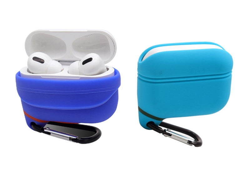 2X Water Resistant Wireless Earphone Protective Cover for Apple Airpods Pro Blue Carousel 1
