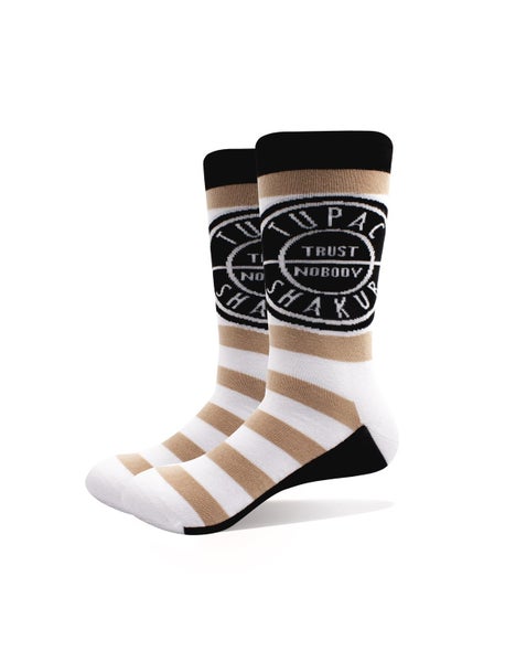 Tupac Ankle Socks Crosses Logo new Official Unisex Sand (UK SIZE 7 - 11) Carousel 1