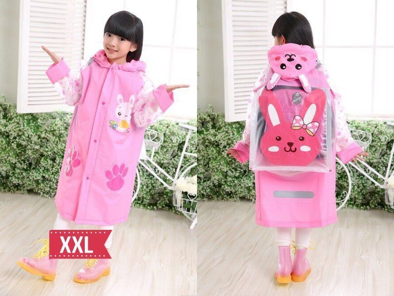 Kids Rain Jacket Girl Raincoat Pink - XXL Carousel 1