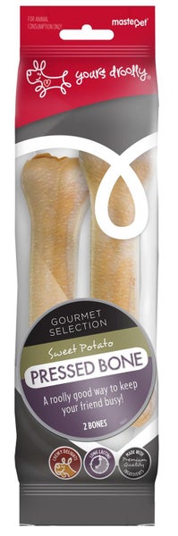 Yours Droolly Dog Treat Pressed Bone Sweet Potato 2pk Carousel 1