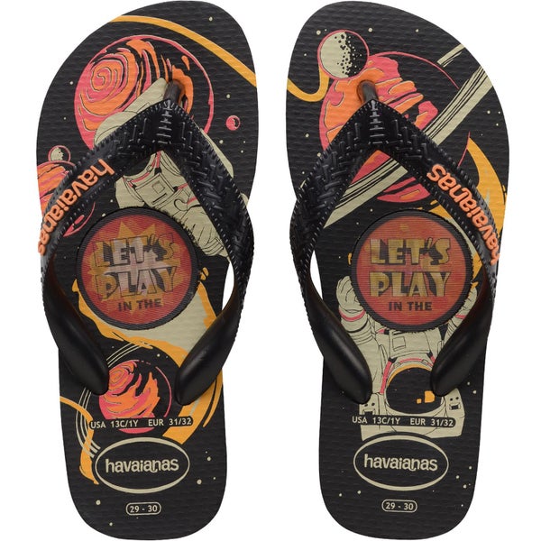 Havaianas Kids Top Holographic Graphic Flip Flops - Black Carousel 1
