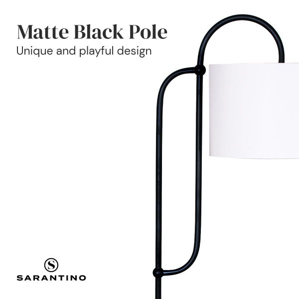 Sarantino Metal Floor Lamp with Marble Base & Off-White Shade Carousel 2
