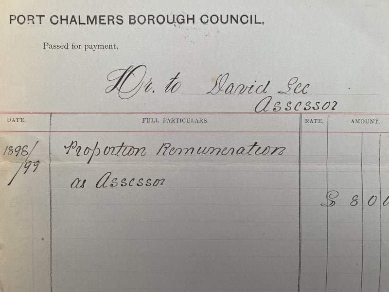 ANTIQUE INVOICE / RECEIPT: Port Chalmers Borough Council 1898 (124yo) Carousel 1