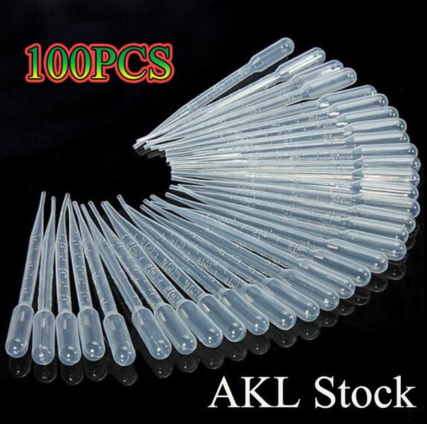 100 x 3ml Plastic Disposable Graduated Transfer Oils Pipettes Eye Dropper Set Carousel 1