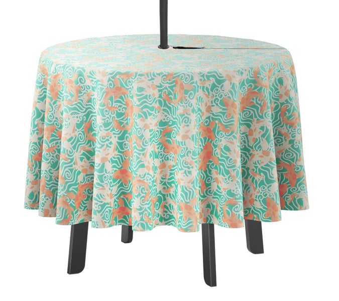 Vargottam Indoor /Outdoor Round Tablecloth 58 Inch Tablecloth with Umbrella Hole Carousel 1