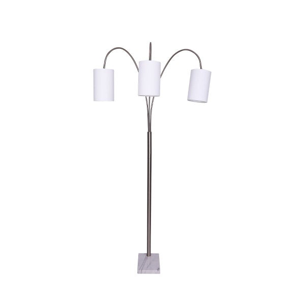 Sarantino Metal Arc Floor Lamp 3 Shades in Nickel Finish & Marble Base Carousel 1