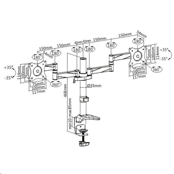 Brateck LDT11-C024 13-27" Dual Monitor Desk Mount Carousel 3
