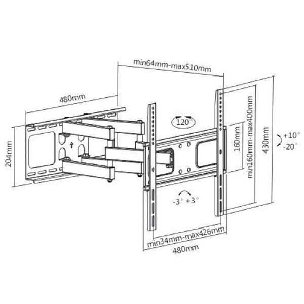 Brateck LPA36-446 32"-55" Full Motion Bracket Carousel 2