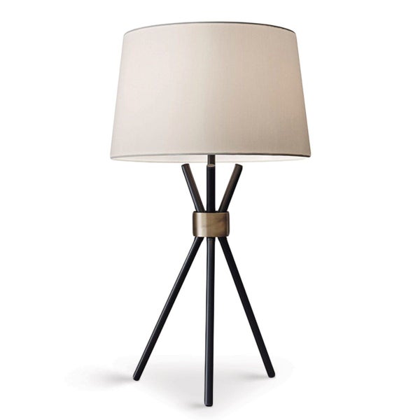 Sarantino Metal Tripod Table Lamp With Antique Brass Accent Reading Light Carousel 1