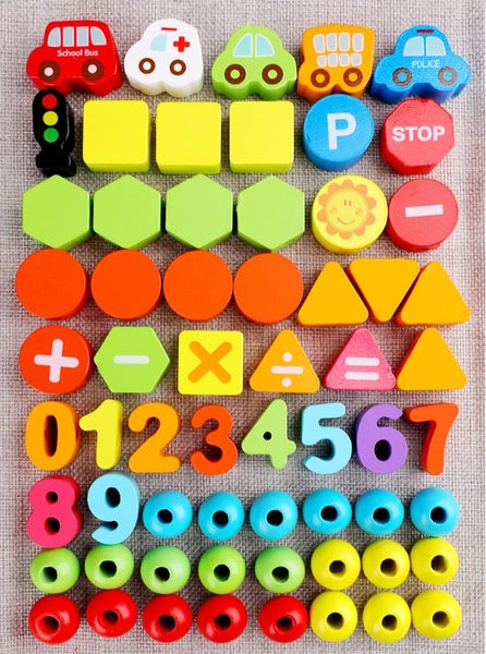 Wooden assorted threading shapes 75pcs Carousel 3