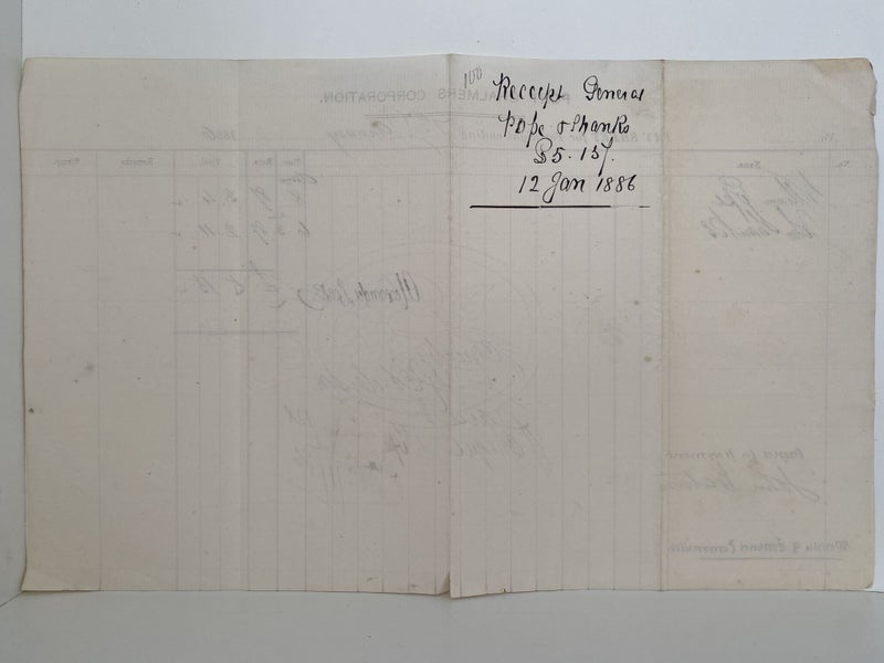 ANTIQUE PAY SHEET: Port Chalmers Corporation 1886 (136yo) Carousel 3
