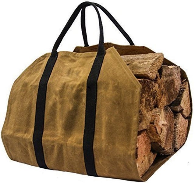 Fireplace Firewood Waxed Canvas Log Carrier Tote Bag Carousel 2