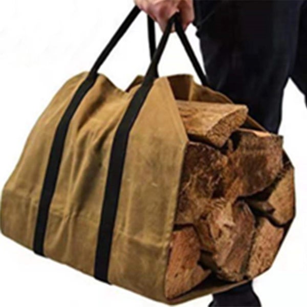 Fireplace Firewood Waxed Canvas Log Carrier Tote Bag Carousel 1