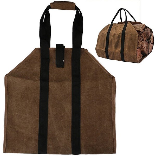 Fireplace Firewood Waxed Canvas Log Carrier Tote Bag Carousel 5