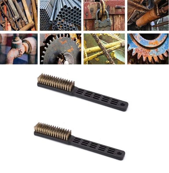 2pc Wire Brush Set / Brass Plated Steel Wire Brushes Carousel 1