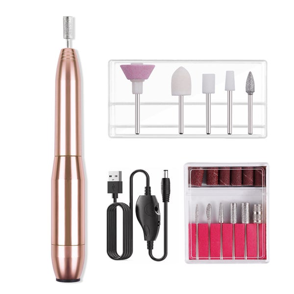 Electric Nail Polisher with 11 Pcs Drill Bit-Gold Carousel 1