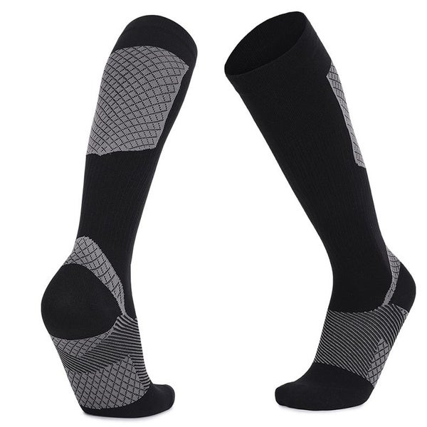 Compression Thickened Bottom Long Socks-Black Gray Carousel 1