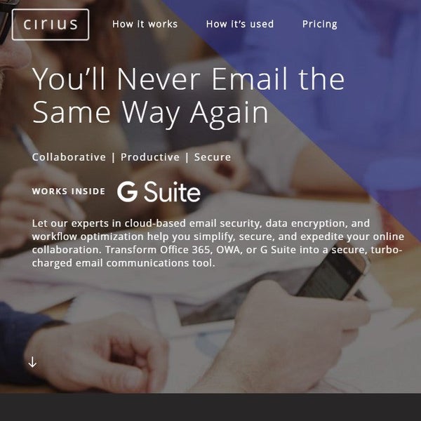 Cirius 365 email Encryption, for first 5 users (monthly subscription) Carousel 1