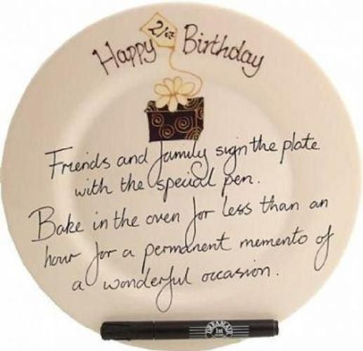 Personalised 21st Birthday Gift Plate: Round (Box) Signed & Sealed Carousel 1
