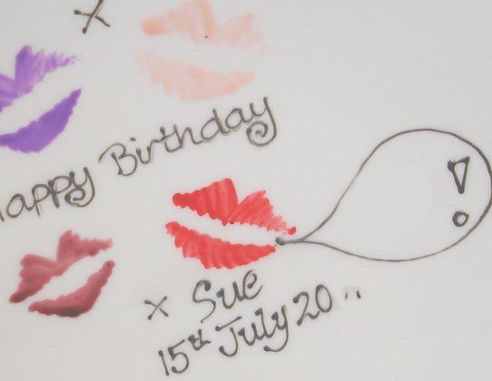 Personalised 21st Birthday Gift Plate: Square (Lips) Signed & Sealed Carousel 2