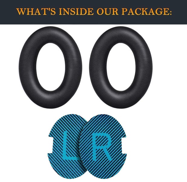 2 x Replacement Leather Ear Pads for Bose QC25/QC35 Headphones - Black Carousel 3