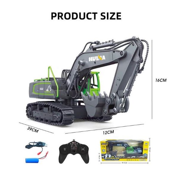 RC excavator Digger, HUINA 1558, 2.4G, 1:18, Alloy, Rechargeable, 11CH. Carousel 9