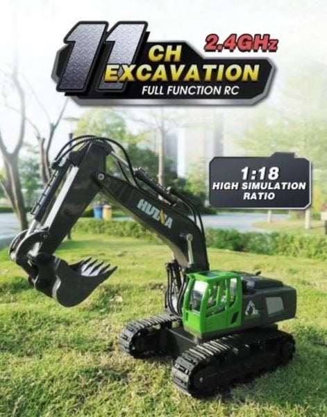 RC excavator Digger, HUINA 1558, 2.4G, 1:18, Alloy, Rechargeable, 11CH. Carousel 1