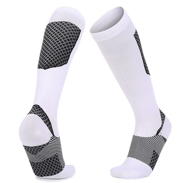 Compression Thickened Bottom Long Socks-White Black Carousel 1
