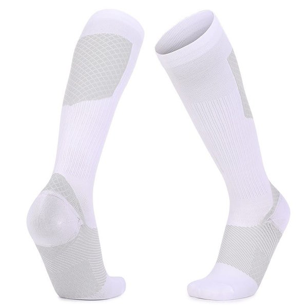Compression Thickened Bottom Long Socks-White Gray Carousel 1