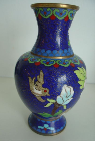 Three Impressive Cloisonne Style Brass Vases Carousel 20