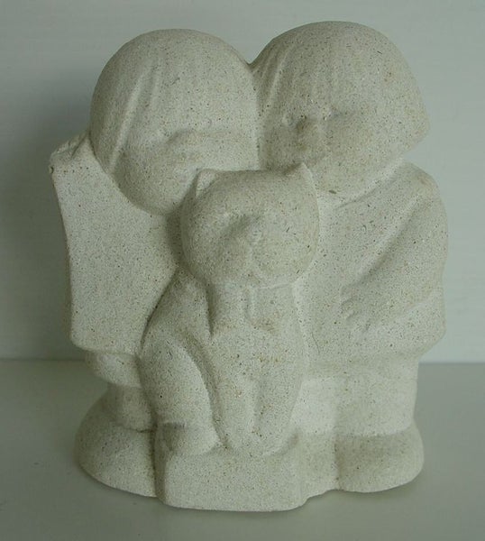 Friends With a Cat Marbell Stone Art Sculpture Carousel 1