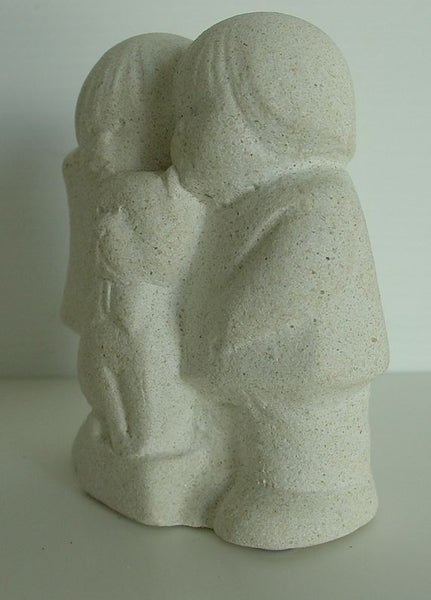 Friends With a Cat Marbell Stone Art Sculpture Carousel 2