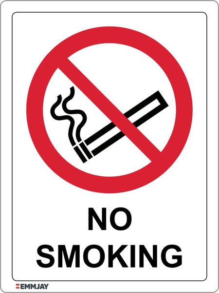 725 (1) EMMJAY- No Smoking Sign label 130 x 100mm Carousel 1