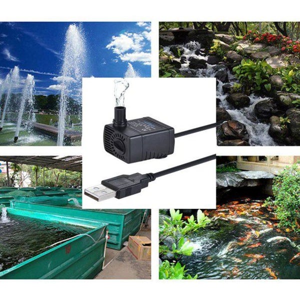 Aquarium Fountain Fish Tank USB Submersible Water Pump Pet Dispenser Carousel 6