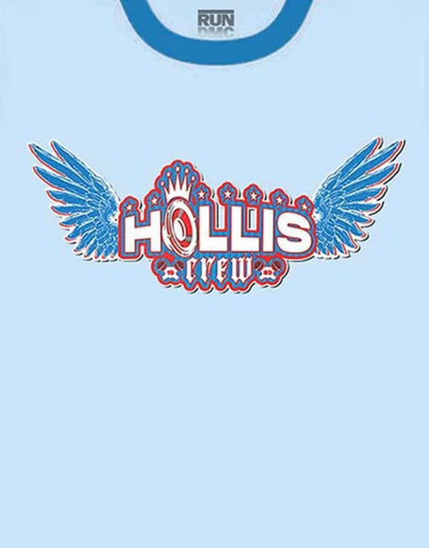 Run DMC Ringer T Shirt Hollis Crew Band Logo new Official Unisex Sky Blue Carousel 2