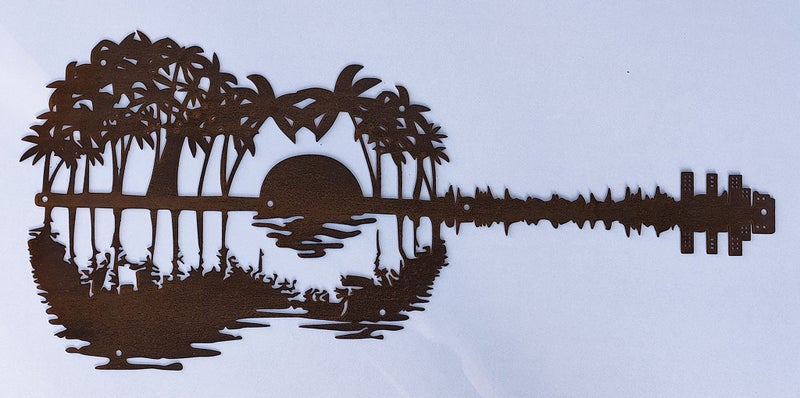 Guitar Sunset - CorTen Steel Art Carousel 1