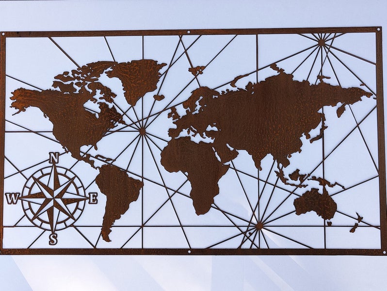 World Map - CorTen Steel Art Carousel 1