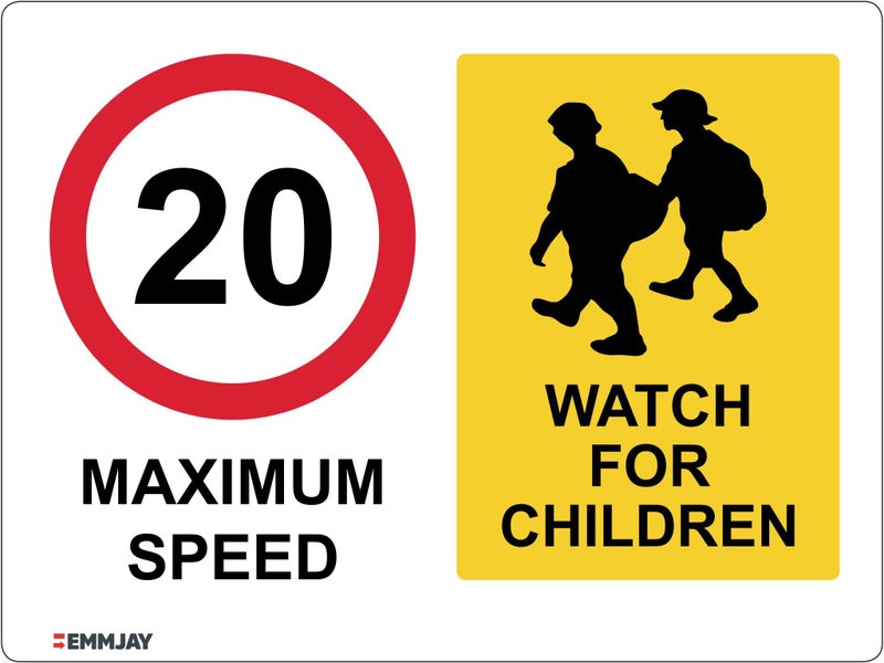 780 EMMJAY- Max Speed 20 Watch for Children Sign 300 x 400mm Carousel 1