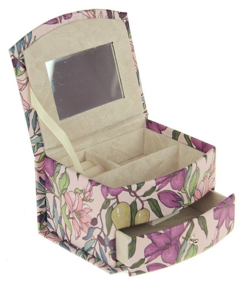 Jewellery Box - Curved Front Flowers PU Small (14.5) Carousel 2