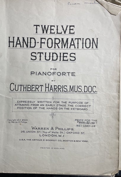 Twelve Hand-Formation Studies for Pianoforte by Cuthbert Harris Carousel 2