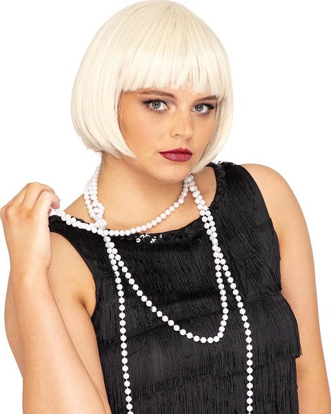 20s Flapper Deluxe Platinum Blonde Bob Wig Carousel 1
