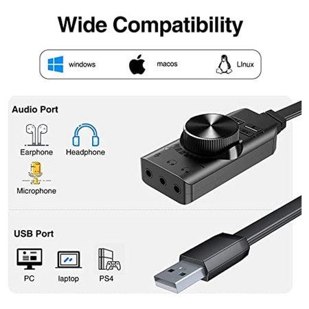 USB Sound Card Adapter 7.1 Channel External Audio Adapter Carousel 9