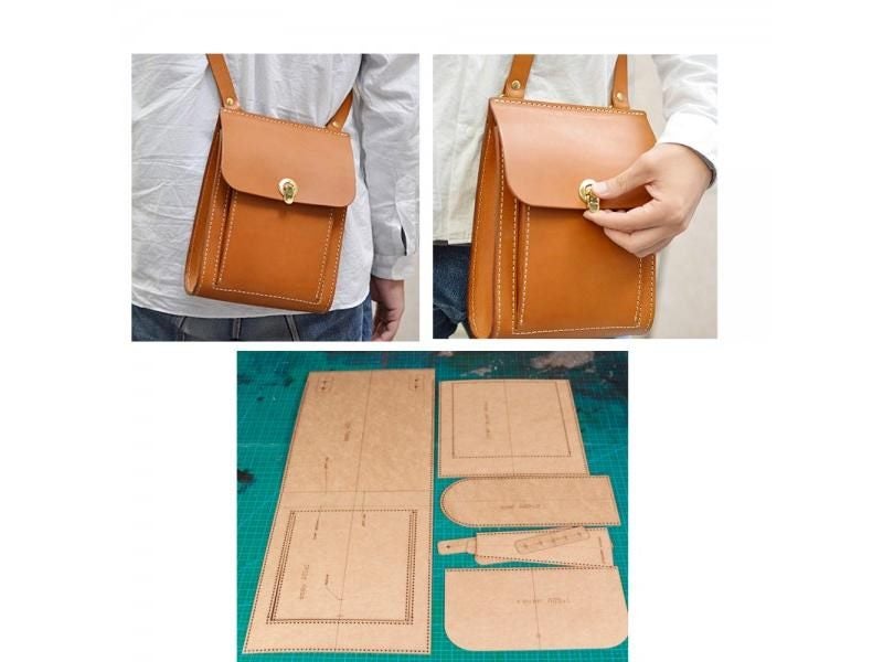 Diy Leather Craft Shoulder Bag Die Cutting Kraft Paper Sewing Pattern English Carousel 1